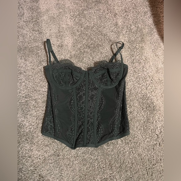 Urban Outfitters Out From Under Olive Green Green Corset Size Small - Picture 2 of 3